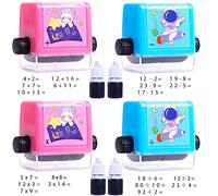 Fewlew Maths Roller Stamp 4 Pieces, Math Roller Stamp Addition Subtraction, Multiplication Division Maths Stamp Roller for Children Learning Maths