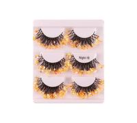 FewNvWa 3 Pairs Eyelashes Luminous Glitter False Eyelashes Sequin Lashes Glow in The Dark Makeup Suitable for Costume Party Stage Bridal Wed, Orange