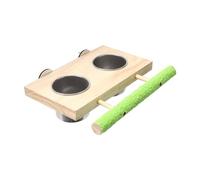 FewNvWa Bird Feeding Dish Cup Perch Stand Feeding Cup Bowl for Lovebird Parakeet Cockatiel, Double bowl
