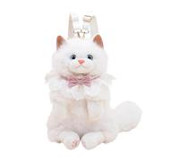 FewNvWa Cat Backpack Stuffed Animal Women's Shoulder Bag with Cute Cat Motif and Soft Material, As Well As Adjustable Strap for Use, White