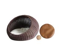 FewNvWa Cat Basket Bed Pet House Imitation Rattan Cats and Small Dogs Round Kitten Sleeping Bed Scratcher Resistant Pet Bed Cat Nest, dark brown