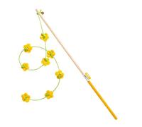 FewNvWa Cat Fishing Light Teaser, Funny Cat Toy And Interactive Training Stick Made of Wood with Bells for The Entertainment of Cats of All Ages, Yellow