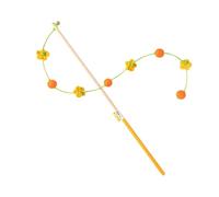 FewNvWa Cat Fishing Light Teaser, Funny Cat Toy And Interactive Training Stick Made of Wood with Bells for The Entertainment of Cats of All Ages, Yellow with Ball