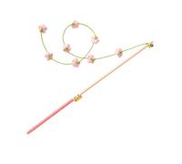 FewNvWa Cat Fishing Light Teaser, Funny Cat Toy And Interactive Training Stick Made of Wood with Bells for The Entertainment of Cats of All Ages, Pink