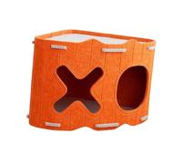 FewNvWa Cat House As A Cat Cave with Scratching Board And Cat Bed. A Double-layered Playhouse Made of for Several Cats to Protect Furniture, Orange