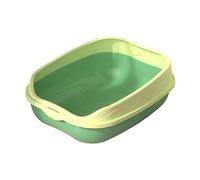 FewNvWa Cat Litter Box, Kitty Litter Pan, Anti Splash, Scatter Shield, Large Supplies Detachable Cat Bedpan Sturdy High Sided Open Top, Yellow Green