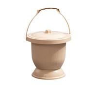 FewNvWa Chamber Pot Household Urinal Toilet Bin Spit-Out Cup with Ergonomic Carrying Handle and Hygienic Lid Made of PP Material Tip Construction for, Khaki