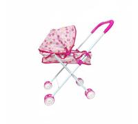 FewNvWa Children Toy Pram Foldable Carriage Doll Pretend Play Lightweight Steel Frame Comfortable Handle Retractable Canopy Suitable for Indoor Use Creativity, S Wheel Heart Cart