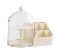 FewNvWa Clear Figure Display Case Dustproof Display Storage Organizer Box with 360 Degree Rotating Base And PP Material Suitable for Gift, Cream Yellow Divided