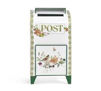 FewNvWa Decorative Mailbox Vintage Post Box Letterbox Postbox Mail Stand Iron Material With Front Access Door Botanical Bird Prints Antique Suitable for porch patio backyard outdoor pathways