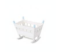 FewNvWa Dollhouse Cradle Wooden Rocking Infant Miniature Bed With Authentic Spindle Railings Decorative Design Suitable for Dollhouse Bedroom Architectural Model Projects, Blue