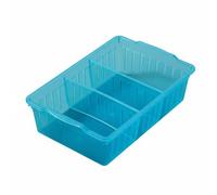 FewNvWa Drawer Storage Basket Deep Handle Partition Removable Compartment Hollowed PP Material Suitable for Living Room Office Table Home Organization, M, Short Emerald Blue
