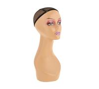 FewNvWa Female Mannequin Head with Hat Closure, Foam Bust for, Stand, Ear Piercings for Earrings, for Hair Care, Beauty School, Brown straight
