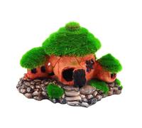 FewNvWa Fish Tank Decor with Moss House for Turtle and Betta, style B