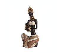 FewNvWa Geometric Patterns Black Woman Figurine Display Statue Collectible Resin Sculpture Decor with Artistic Human Figure Suitable for Hallway Study Living Room Home, Sitting B Model