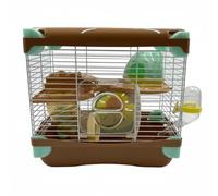 FewNvWa Hamster Cage with Interactive Small Animal Enclosure Secure Wire Build Running Wheel and Tube Set Suitable for Caring for Hamster Gerbil Mouse Living Environment, Brown, 1-Layer 617
