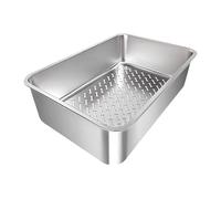 FewNvWa High-Sided Pet Toilet Tray Made of Stainless Steel Material, A