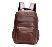 FewNvWa Laptop Backpack, Business Backpack, Daypack, Notebook Bag for 14-inch Laptops, Made of PU with Charging Port for Commuters, Students and Leisure, Coffee