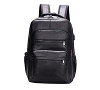 FewNvWa Laptop Backpack, Business Backpack, Daypack, Notebook Bag for 14-inch Laptops, Made of PU with Charging Port for Commuters, Students and Leisure, Black