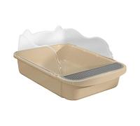 FewNvWa Open Top Pet Cat Litter Box Deep Toilet Sandbox Pet Supplies Pet Litter Tray for Indoor Cats, 48x37x20cm Khaki