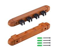 FewNvWa Pool Billiard Cue Wall Mount with Four Practical Wooden Cues - Convenient Hanging And Reliable Stability for Billiard Rooms And, Yellow