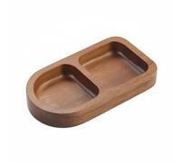 FewNvWa Sauce Dish Divided Wooden Appetizer Tray Soy Sauce Plate Compartment Stackable Design for Table Setting Suitable for Dining Kitchen Home Gathering, 2-Grid