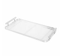 FewNvWa Serving Tray Desktop Organization Rounded Corners Raised Sides Easy Carrying Acrylic Suitable for Office Living Room Decoration, Silver, Large