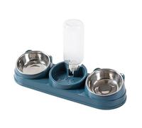 FewNvWa Set of 3 Cat Food Bowls with Automatic Drinking Trough And Raised Positioning Made of Material Ideal for Home, dark blue