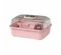 FewNvWa Small Rodent Habitat Double Level Cage Easy Clean Portable Structure Air Circulation Design Suitable for Syrian Hamsters Small Pets, Peach Pink, Pink
