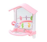 FewNvWa Swinging Bird Mirror Toy with Stand for Various Parrot Species, pink
