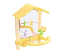 FewNvWa Swinging Bird Mirror Toy with Stand for Various Parrot Species, yellow