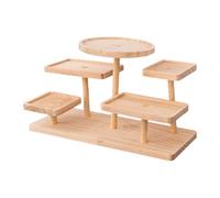 FewNvWa Three-Tiered Counter Display, Wooden Shelf, Cake Stand, Doll Storage, 5 Layer