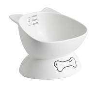 FewNvWa Tilted Raised Cat Bowl Elevated Neck Protection Anti Slip Cat Food Dish Less Vomiting for Dogs Puppy Indoor Cats, White