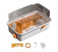 FewNvWa Two-Tier Hamster Habitat with Clear Cover for Small Animals Including Guinea Pigs And Mice, orange