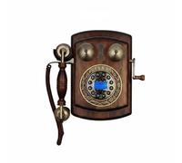 FewNvWa Vintage Wall Telephone retro pairedsided panel structure wooden wall-mounted phone corded metal handset classic focal, Vintage Wall-Mounted Caller ID Telephone, Small