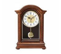 FewNvWa Wall Clock Wooden Pendulum Mantel Clock Table Clock Vintage Shelf Clock Elegant Display Classic Material Suitable for Study Home Decoration Living Room, Traditional, Classic-A