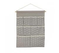 FewNvWa Wall Hanging Organizer Made with Linen Ten-Pocket Stuff Storage Holder Panel Ideal for Decluttering Household Items Suitable for Entryway Office Dormitory, Gray