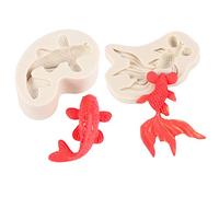 Fewo 2 Pack 3D Japanese Koi Fish Goldfish Cake Fondant Molds Carp Silicone Mold for Making Sugar Craft Gum Paste Chocolate Mini Soap Polymer Clay Resin Cupcake Decoration Supplies
