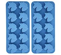 Fewo 2-Pack Unicorn Head Silicone Tray Mold for Chocolate Hard Candy Ice Cube Jello Mini Soap Bath Bomb Cake Baking Resin Crayon