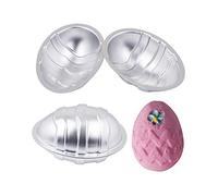 Fewo 4Pcs 3D DIY Easter Dinosaur Egg Bath Bomb Mold Aluminum Alloy Metal Chocolate Pudding Cake Baking Soap Mold Easter Party Supplies