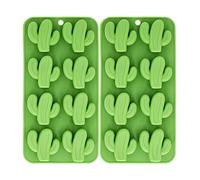 Fewo 8-Cavity Cactus Ice Cube Tray, Cacti Silicone Mold for Chocolate, Candy, Cookie, Fondant, Gummy, Jello, Baking, Candle, Cupcake Topper Decoration - Set of 2