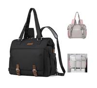 Fexkean Baby Changing Bag,Travel Diaper Bag Converts into Backpack,Baby Diaper Tote,Waterproof Multi-Function Large Capacity Mommy Bag for Hospital(T3039-Black)