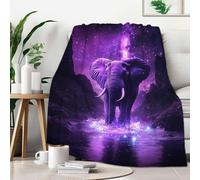 FexNuvko Elephant Throw Blanket, Elephant Gift for Women Men, Fleece Purple Print Pattern, Soft Plush Lightweight for Couch, Sofa, Bed and Living Room Decor, 50x60 inches