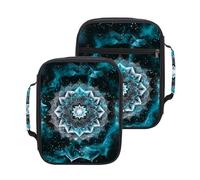 FexNuvko Mandala Bible Cover for Women | Teal Sacred Pattern Scripture Case with Zipper and Handle | Large Polyester Bible Bag with Pockets for Church, Study & Travel | Christian Gifts for Women