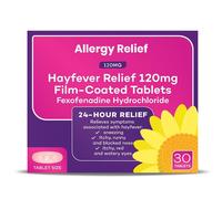 Fexofenadine Hydrochloride 120mg Tablets - Non-Drowsy Allergy Relief for Hay Fever & Itchy Skin - Pack of 30