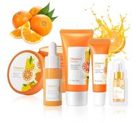FEXPDL 4pcs Skin Care For Teenage Girls Sets Vitamin C Serum For Face Skin Care Sets Vitamin C Serum Skin Care Sets Includes Facial Cleanser, 2 Essences, Eye Cream, Face Cream For All Skin Types