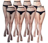 FEXPDL Black Fishnet Tights for Women, 8pcs High Waist Fishnet Stockings, One Size
