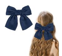 FEXPDL Navy Hair Bow Bow Hair Clip Hair Bows for Women Satin Vintage Solid Color Bowknot Soft Satin Silky Hair Bows for Women Girls Simple Hair Fastener Accessories (Blue)
