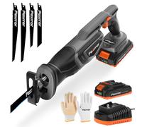 Fexrror 20V Cordless Reciprocating Saw, 2000mAh Battery and Charger, Tool-Free Blade Change, 22mm Stroke Length, 4 Saw Blades for Wood/Metal/PVC Cutting
