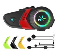 FEYA Motorcycle Helmet Speakers - Super Long Battery Life, Motorbike Headset Single Use Headset with Soft/Hard Mic,IPX6 Automatic Answer/Music Control/Intelligent Noise/Wake up Siri - LX3